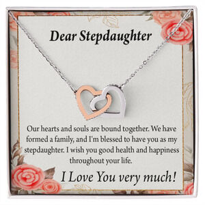 Stepdaughter Bound Inseparable Hearts CZ Necklace Silver Tone Standard Box